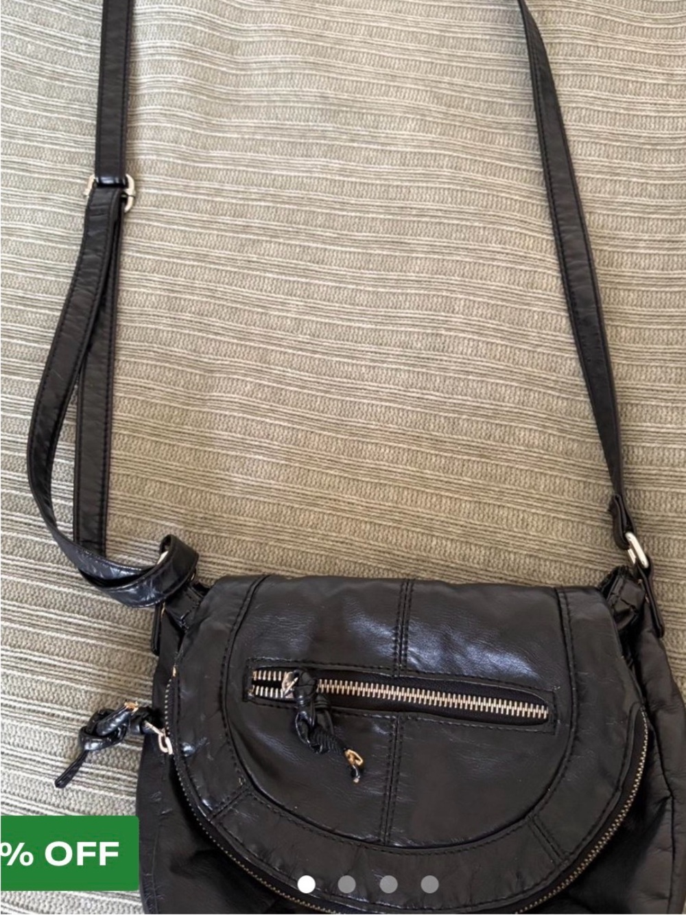 Black Leather Crossbody Shoulder Bag - Classic Everyday Style
